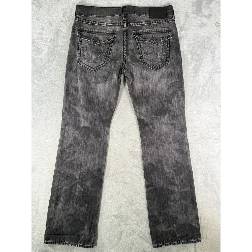 True Religion Jeans Mens 36x34 Black Ricky Relaxed Straight Super T Flap Pocket